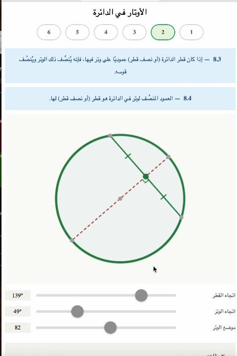 القطر والوتر — العمودية والتنصيف