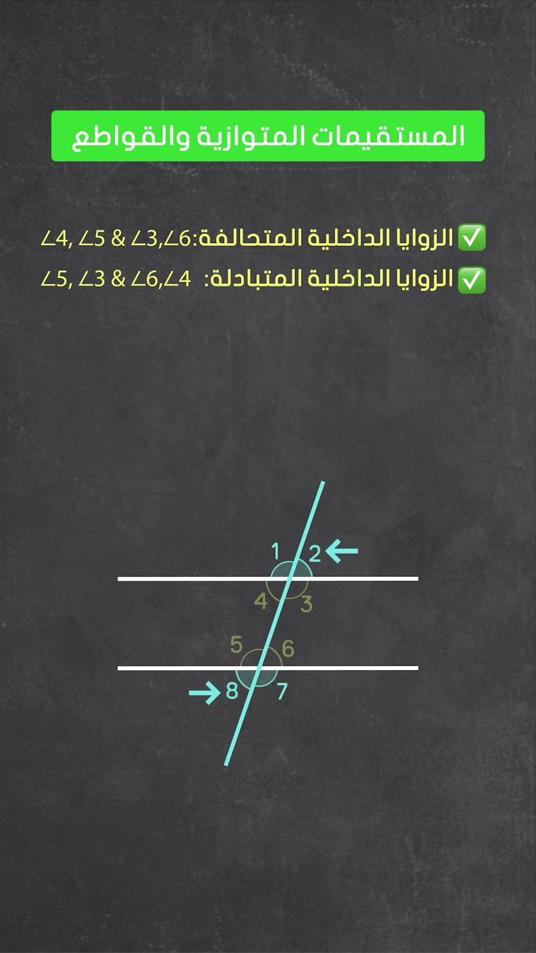 المستقيمات المتوازية و زوايا القاطع